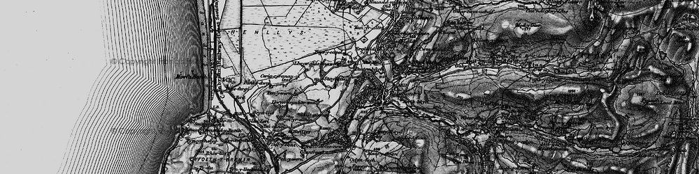 Old map of Borth to Devil's Bridge to Pontrhydfendigaid Trail in 1899