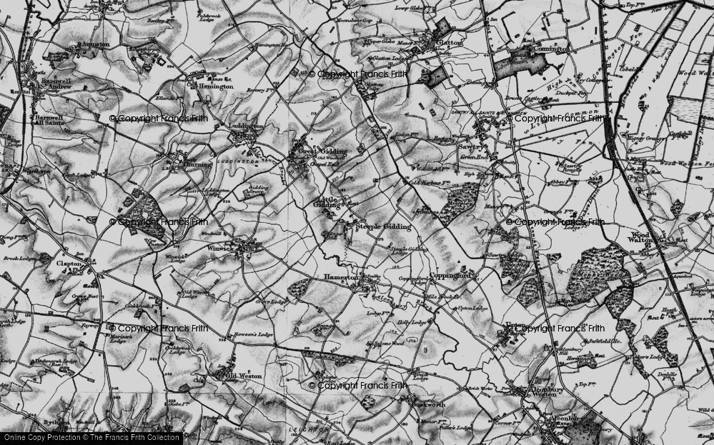 Old Map of Steeple Gidding, 1898 in 1898