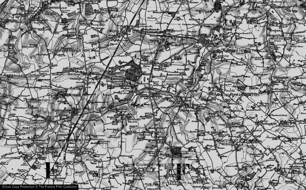 Old Map of Stoke Ash, 1898 in 1898
