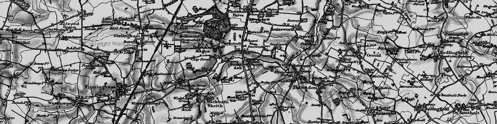 Old map of Stoke Ash in 1898