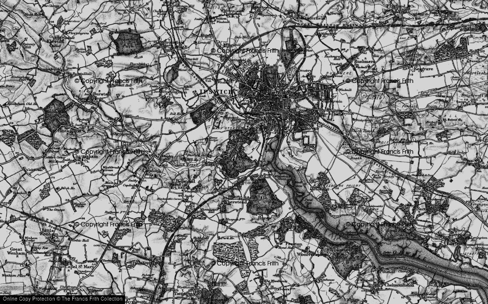 Old Map of Historic Map covering Bourne Hill in 1896