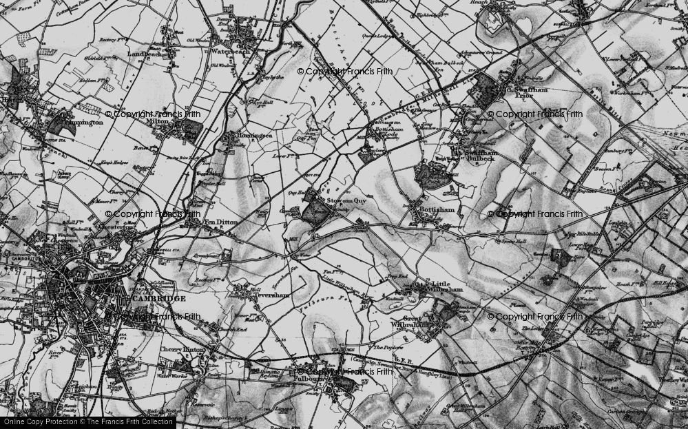 Old Map of Stow cum Quy, 1898 in 1898