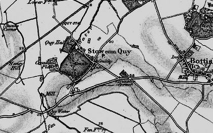 Old map of Stow cum Quy in 1898