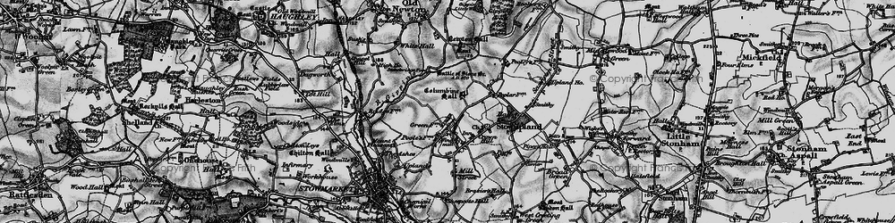 Old map of Stowupland in 1898
