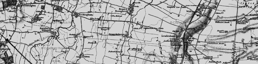 Old map of Leadenham Low Fields in 1895