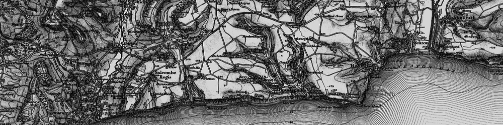 Old map of Branscombe Cross in 1897