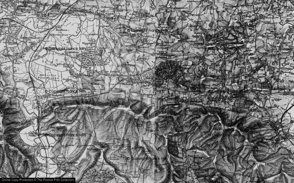 Old Map of Historic Map covering Barnsfarm Hill in 1895