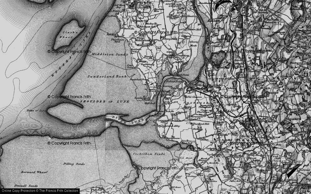 Old Map of Historic Map covering Sunderland Point in 1898
