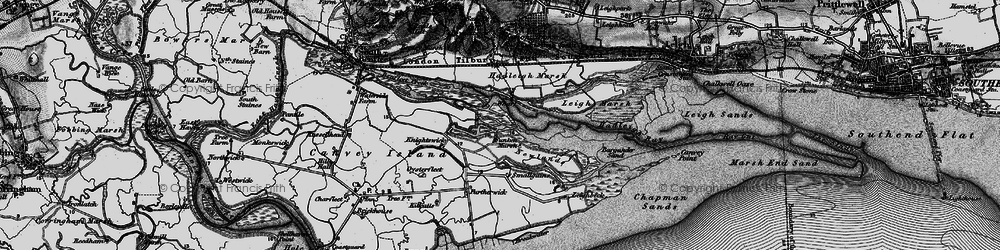 Old map of Two Tree Island in 1896
