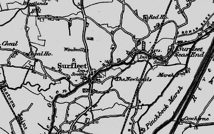 Old map of Surfleet in 1898