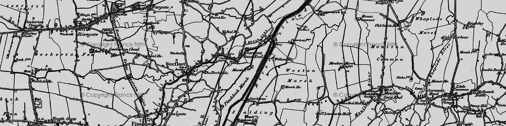 Old map of Weston Marsh in 1898