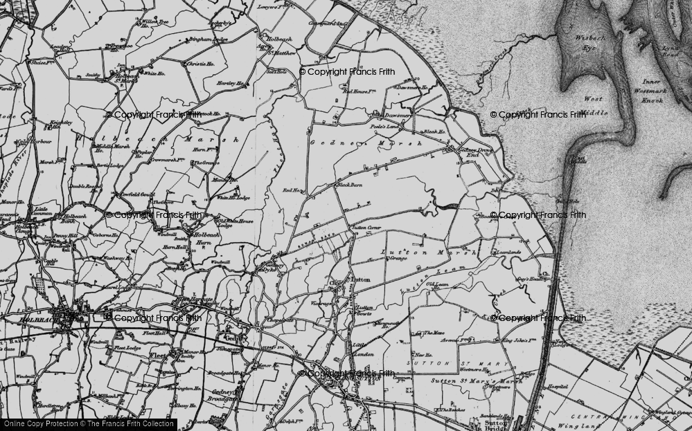 Old Map of Historic Map covering Lutton Marsh in 1898
