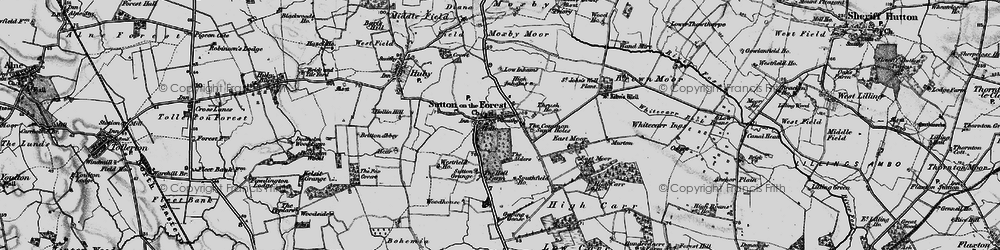 Old map of Sutton-on-the-Forest in 1898