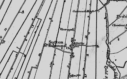 Old map of Tydd St Mary's Fen in 1898