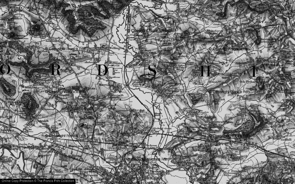 Old Map of Historic Map covering Sutton Walls in 1898