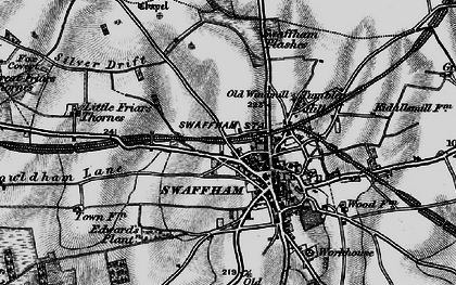 Old map of Swaffham in 1898
