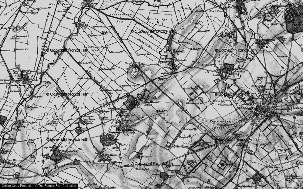 Old Map of Historic Map covering Beacon (Cesarewitch) Course in 1898