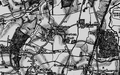 Old map of Swardeston in 1898