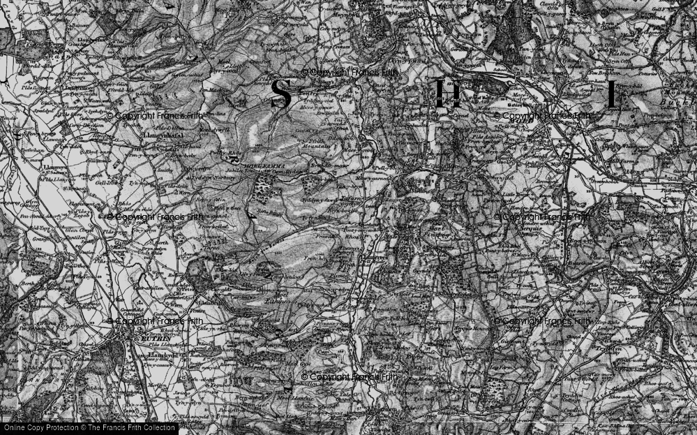 Old Map of Historic Map covering Bryn Eithen in 1897