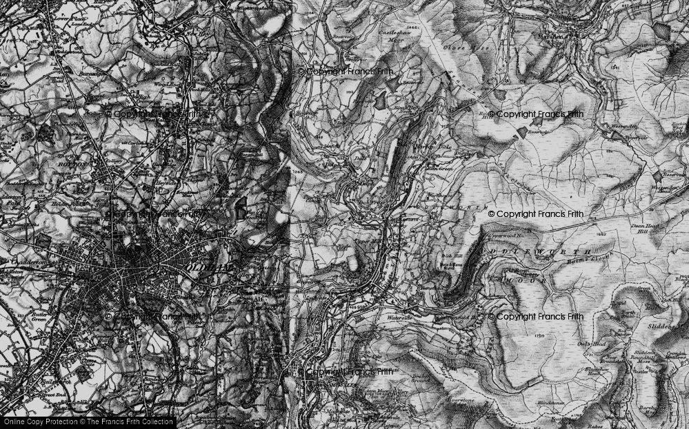 Old Map of Historic Map covering Saddleworth in 1896