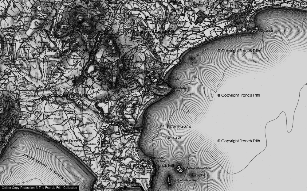 Old Map of Historic Map covering Trwyn Llanbedrog in 1899