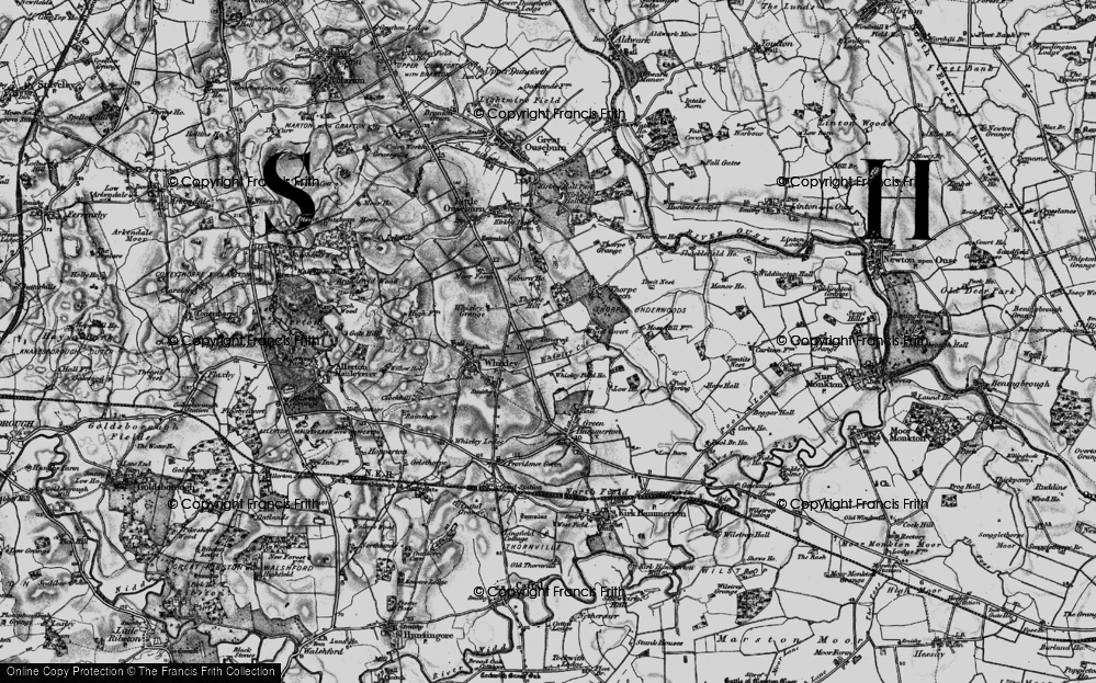 Old Map of Historic Map covering Whixley Field Ho in 1898