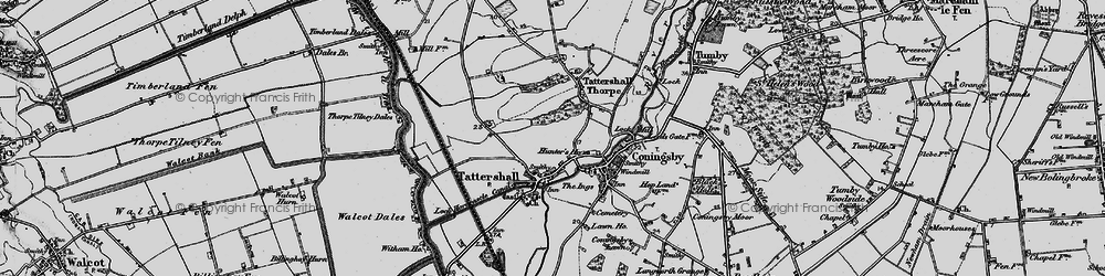 Old map of Tattershall in 1899