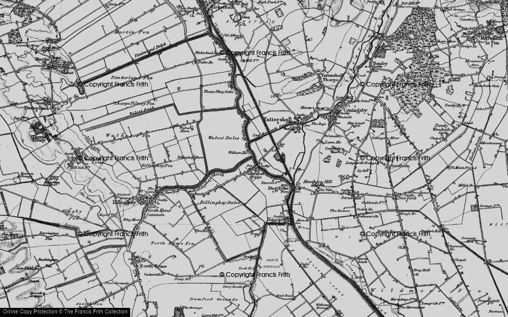 Old Map of Historic Map covering Billinghay Hurn in 1899