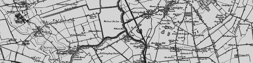 Old map of Billinghay Hurn in 1899