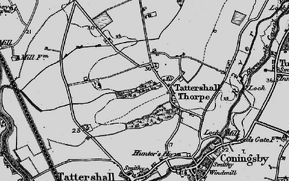 Old map of Tattershall Thorpe in 1899