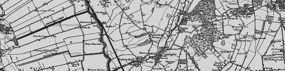 Old map of Tattershall Thorpe in 1899