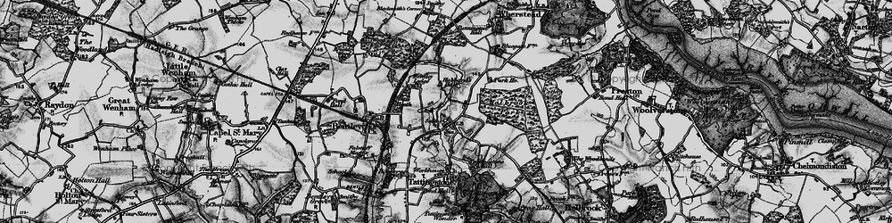 Old map of Tattingstone White Horse in 1896