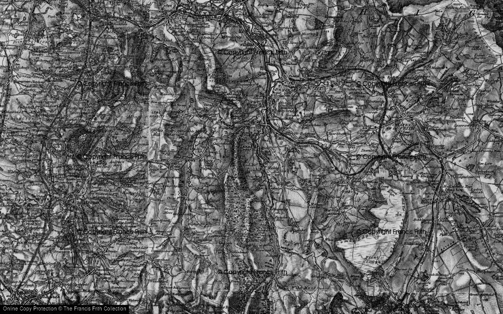 Old Map of Historic Map covering Windgather Rocks in 1896