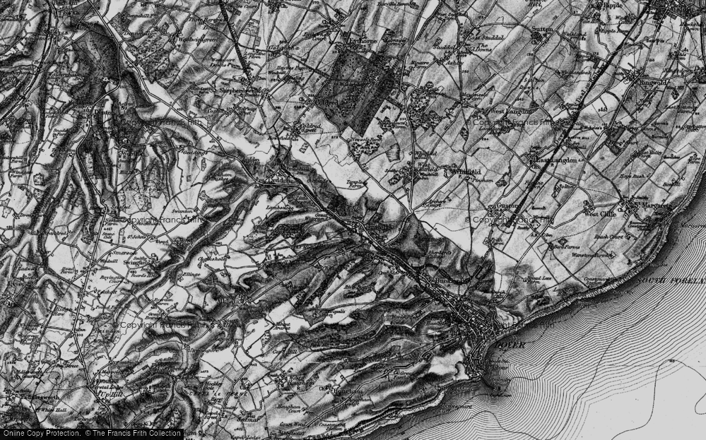 Old Map of Temple Ewell, 1895 in 1895