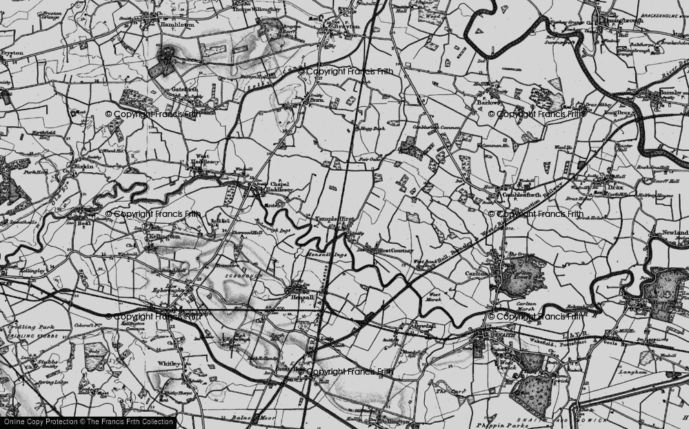 Old Map of Temple Hirst, 1895 in 1895
