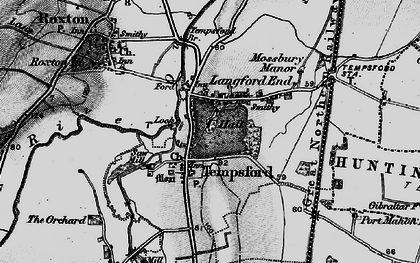 Old map of Tempsford in 1896