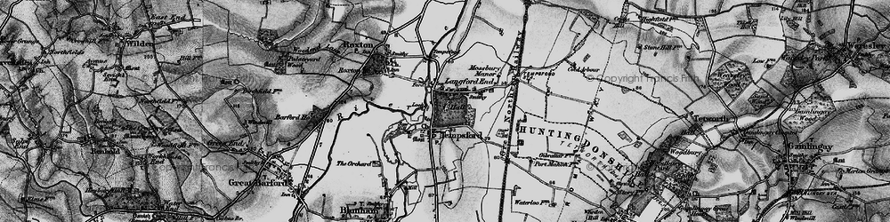 Old map of Tempsford in 1896
