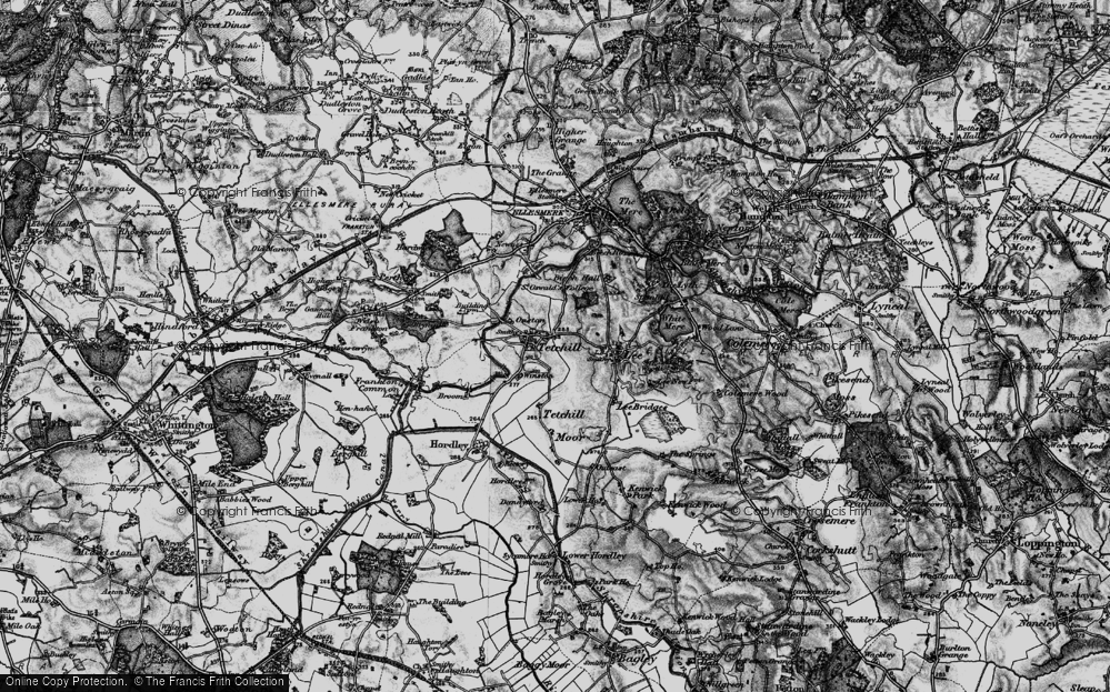 Old Map of Historic Map covering Tetchill Moor in 1897