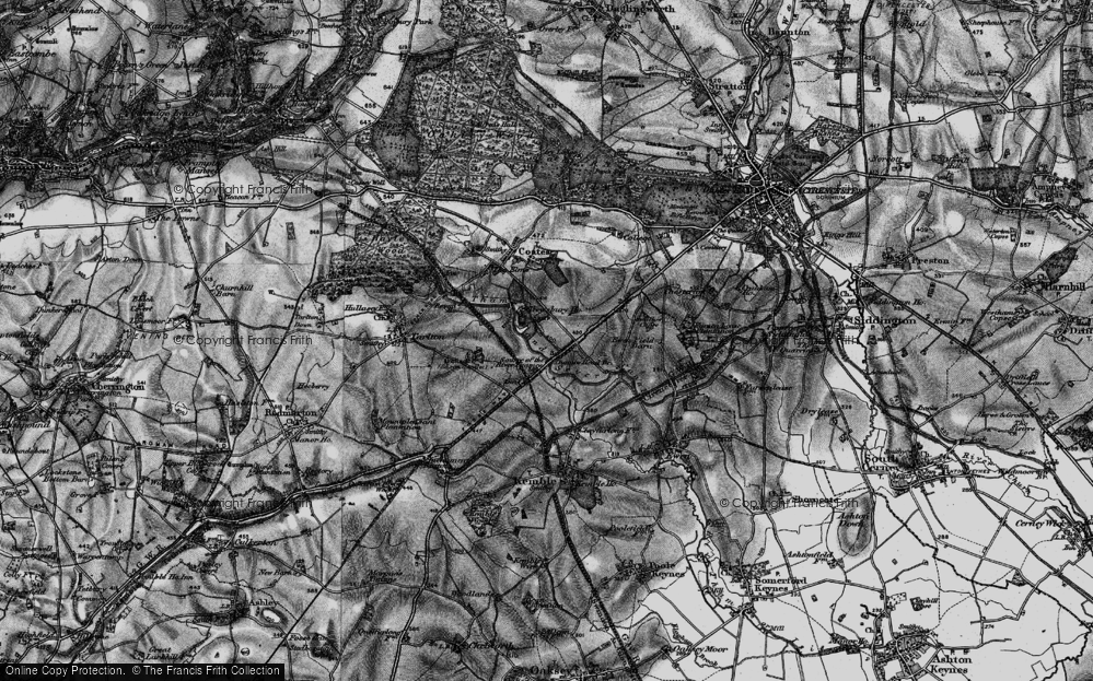 Old Map of Historic Map covering Source of the River Thames in 1896