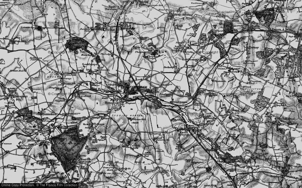 Old Map of Historic Map covering Pensthorpe Hall in 1898