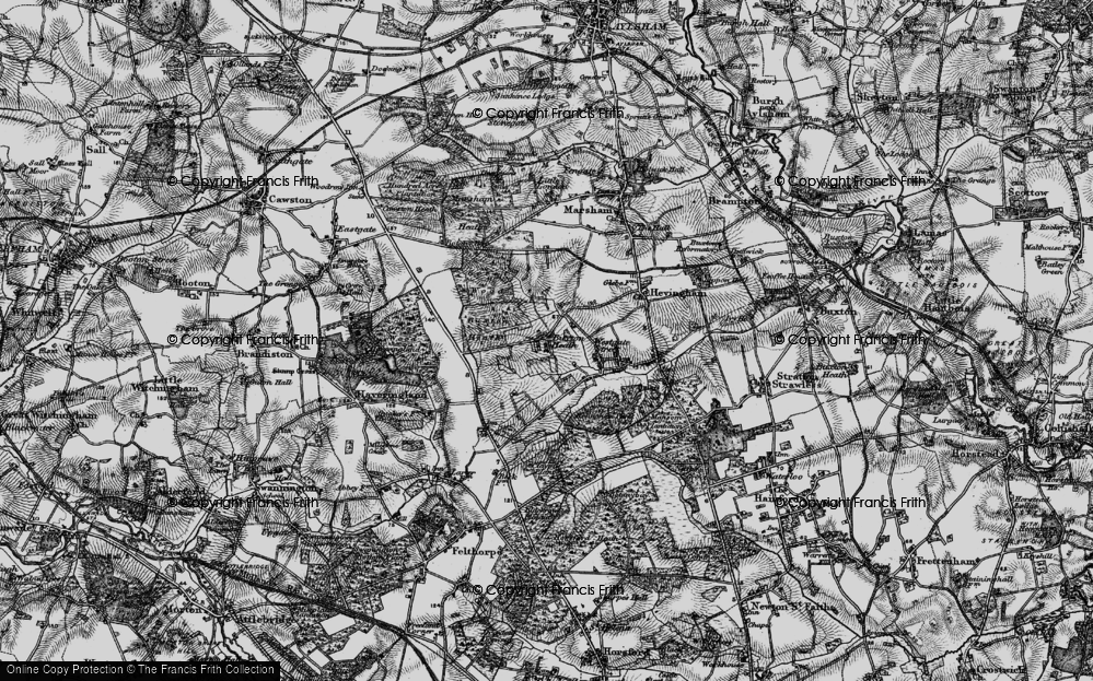 Old Map of Historic Map covering Buxton Heath in 1898