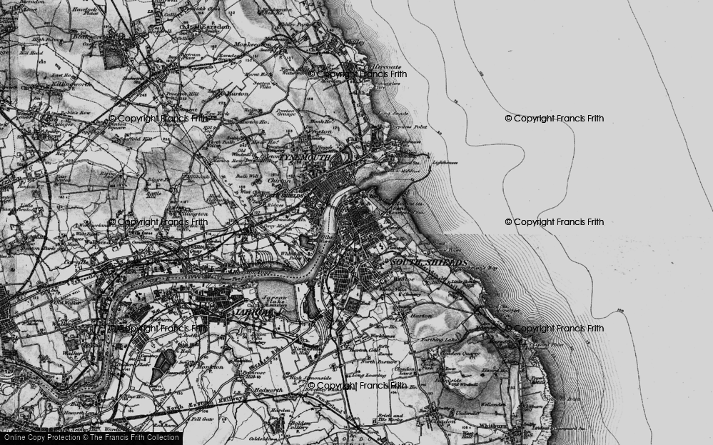 Old Map of Historic Map covering Black Middens in 1897