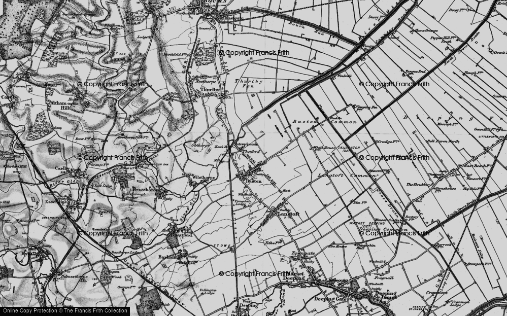 Old Map of Thetford, 1898 in 1898