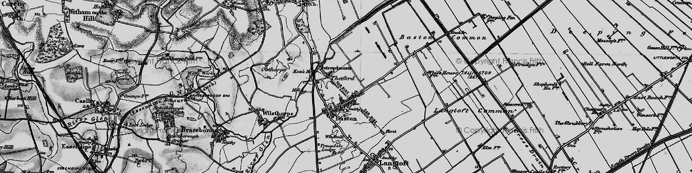 Old map of Thetford in 1898
