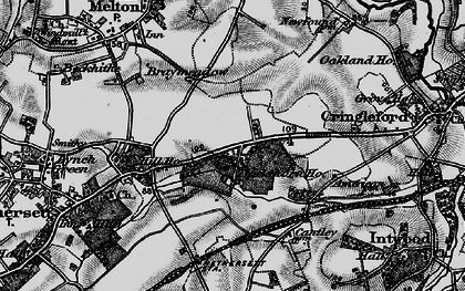 Old map of Thickthorn Hall in 1898