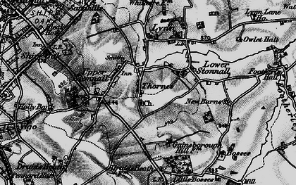Old map of Thornes in 1899