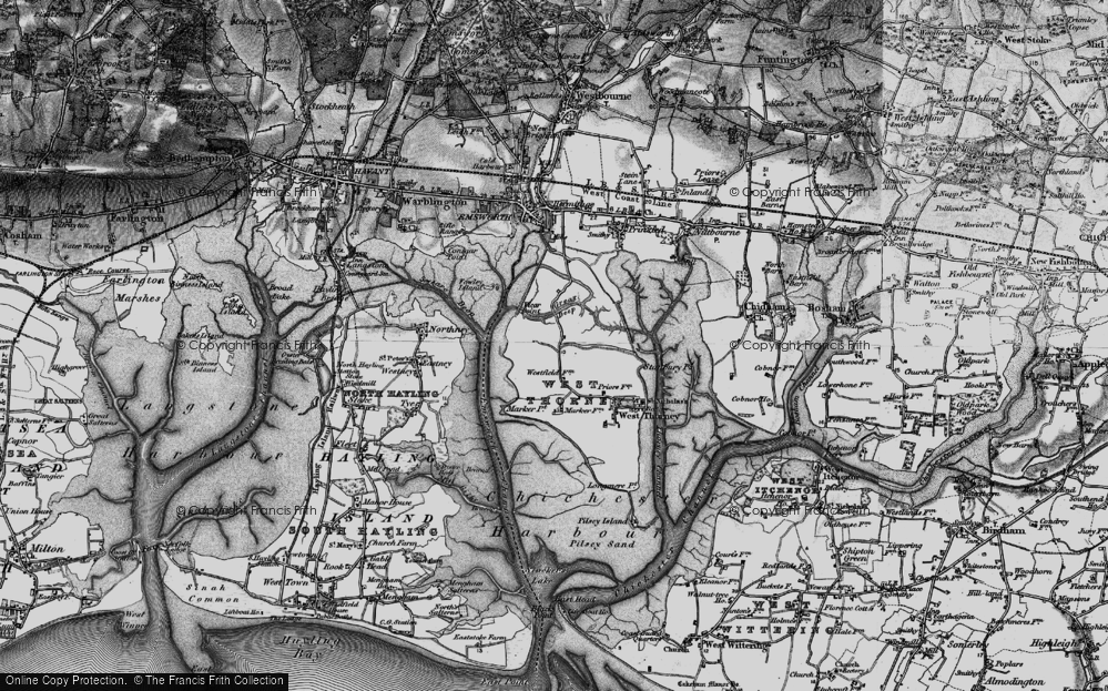 Old Map of Thorney Island, 1895 in 1895