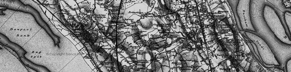 Old map of Thornton Hough in 1896
