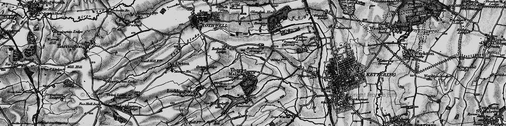 Old map of Thorpe Malsor in 1898