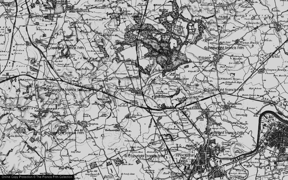 Old Map of Thorpe Thewles, 1898 in 1898